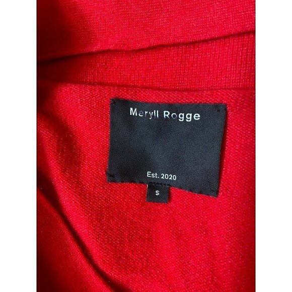 MERYLL Rogge BNWOT womens cashmere draped cutout red cardigan NEW button up - Picture 7 of 9